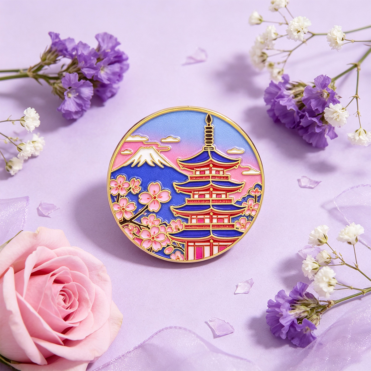 Japanese Cherry Blossom Enamel - đánh giá và giá Anime Cosplay Easy